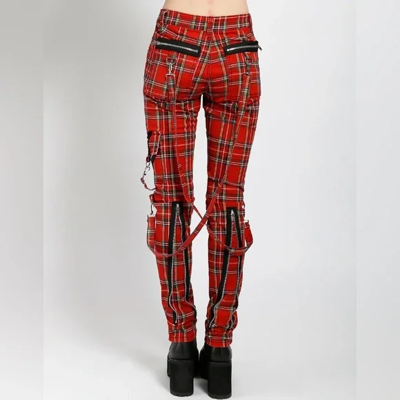 TRIPP NYC CLASSIC SLIM LEG BONDAGE PANT RED PLAID - Picture 3 of 3